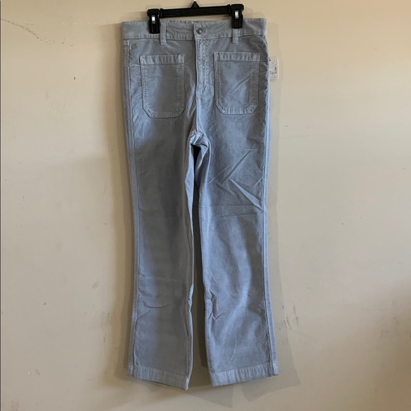 NWT Free People High Time Velvet Kick Flare Pearl Blue Gray Pants Size 10 - Picture 5 of 14